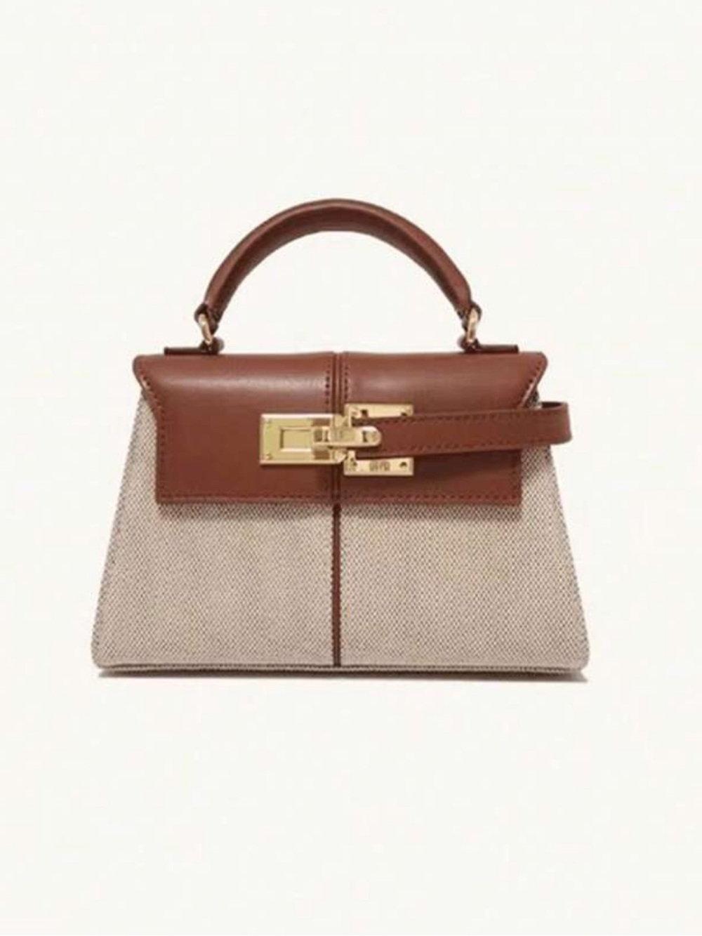 Brown & Cream Top-Handle Satchel